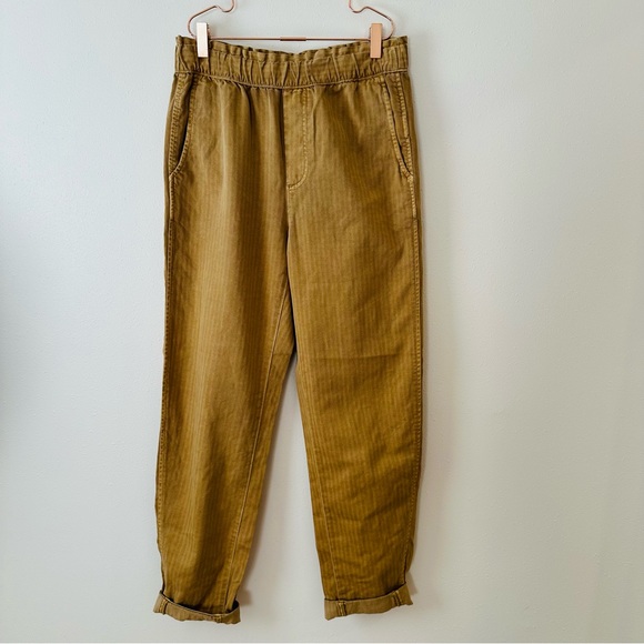 Gap Casual Elastic High Waisted Paper Bag Khakis Pants with Pockets tan - Picture 8 of 11